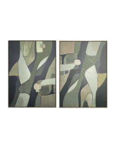 Cadre Home ESPRIT Vert Abstrait Moderne (2 Unités)