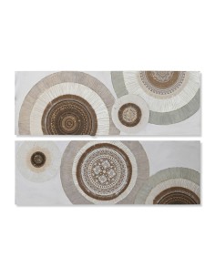 Cadre Home ESPRIT Blanc Beige Cercles Scandinave 150 x 3 x 50 cm (2 Unités)