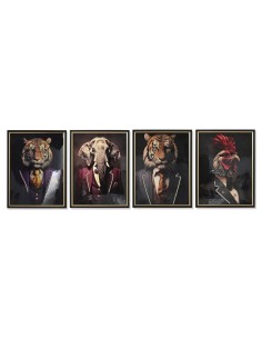 Cadre Home ESPRIT Noir Animal Loft Laqué 64 x 4,5 x 84 cm (4 Unités)