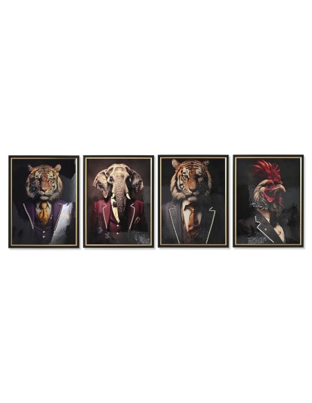 Cadre Home ESPRIT Noir Animal Loft Laqué 64 x 4,5 x 84 cm (4 Unités)
