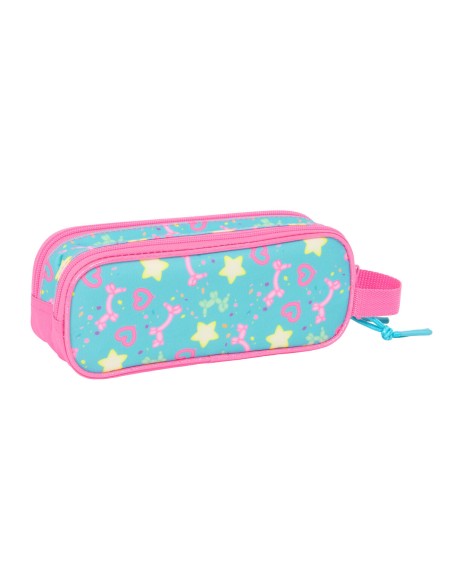 Trousse Fourre-Tout Double Gabby's Dollhouse Confetti Rose Turquoise 21 x 8 x 6 cm
