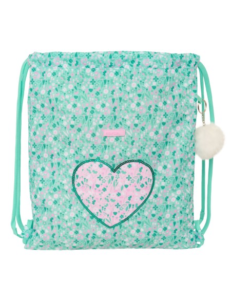 Sac à dos serré par des ficelles Safta Cuore Menthe 35 x 40 x 1 cm