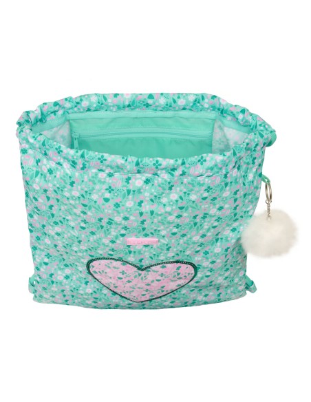 Sac à dos serré par des ficelles Safta Cuore Menthe 35 x 40 x 1 cm