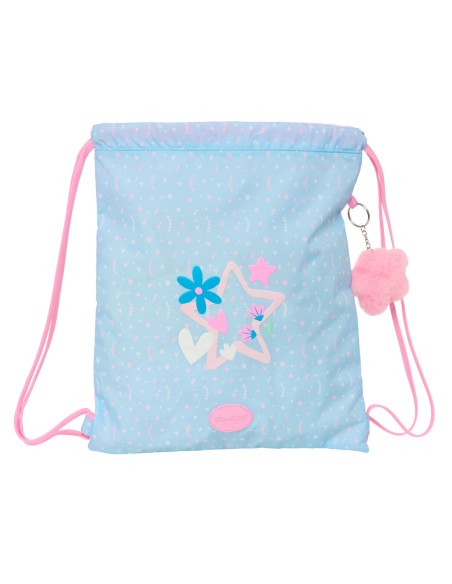 Sac à dos serré par des ficelles BlackFit8 Smile Bleu Rose 35 x 40 x 1 cm