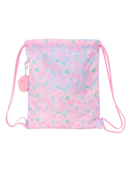 Sac à dos serré par des ficelles BlackFit8 Smile Bleu Rose 35 x 40 x 1 cm