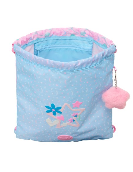 Sac à dos serré par des ficelles BlackFit8 Smile Bleu Rose 35 x 40 x 1 cm