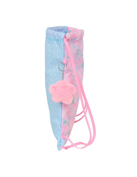 Sac à dos serré par des ficelles BlackFit8 Smile Bleu Rose 35 x 40 x 1 cm