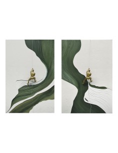 Cadre Home ESPRIT Vert Beige Homme Moderne 80 x 3,5 x 120 cm (2 Unités)