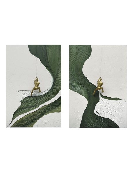 Cadre Home ESPRIT Vert Beige Homme Moderne 80 x 3,5 x 120 cm (2 Unités)