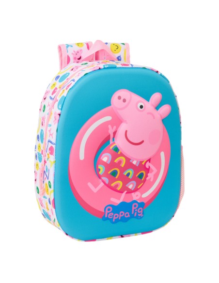 Sac à dos enfant Peppa Pig Bleu Blanc Rose 27 x 33 x 10 cm 3D