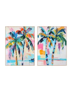 Toile Home ESPRIT Palmiers Tropical 90 x 3,5 x 120 cm (2 Unités)