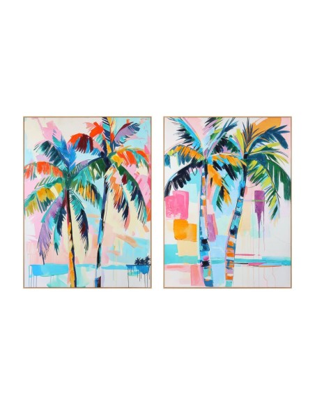Toile Home ESPRIT Palmiers Tropical 90 x 3,5 x 120 cm (2 Unités)