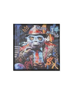 Cadre Home ESPRIT Noir Lion Singe Loft 83 x 3,7 x 83 cm (2 Unités) 2