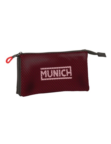 Trousse Fourre-Tout Triple Munich Vulcan Noir 22 x 12 x 3 cm