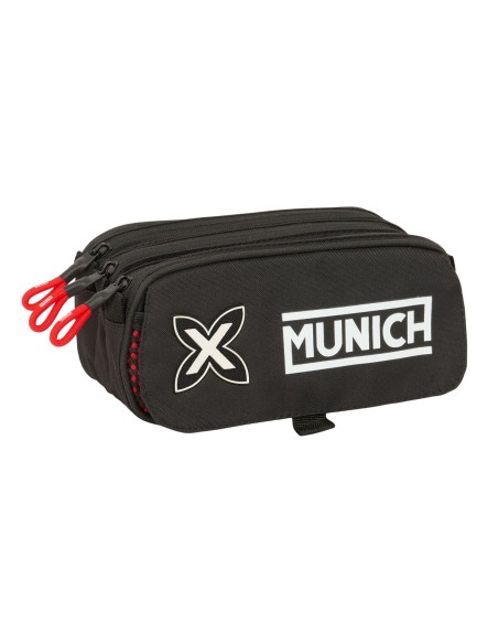 Trousse Fourre-Tout Triple Munich Vulcan Noir 21,5 x 10 x 8 cm