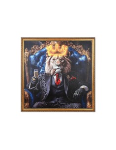 Cadre Home ESPRIT Bleu Noir Léopard Lion Loft 100 x 4 x 100 cm (2 Unités) 2