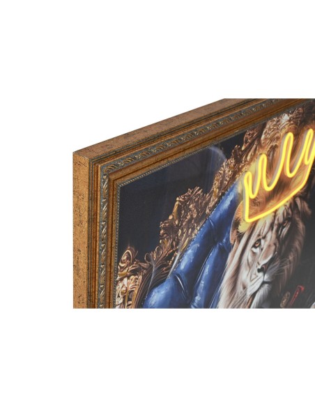 Cadre Home ESPRIT Bleu Noir Léopard Lion Loft 100 x 4 x 100 cm (2 Unités)