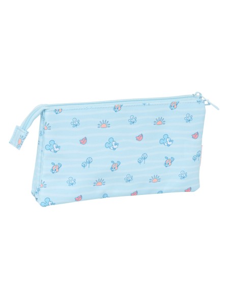Trousse Fourre-Tout Triple Mickey Mouse Clubhouse Baby Bleu clair 22 x 12 x 3 cm