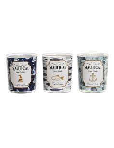 Bougie DKD Home Decor Bleu Cire Verre 17 x 5 x 6 cm (3 Unités) 2