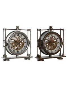 Horloge de table Home ESPRIT Doré Argenté Vintage (2 Unités)