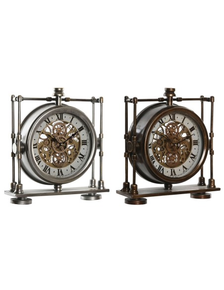 Horloge de table Home ESPRIT Doré Argenté Vintage (2 Unités)