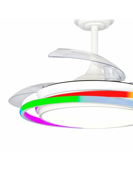 Ventilateur de Plafond CristalRecord ANTILA MINI RGB WH RETRAC Blanc
