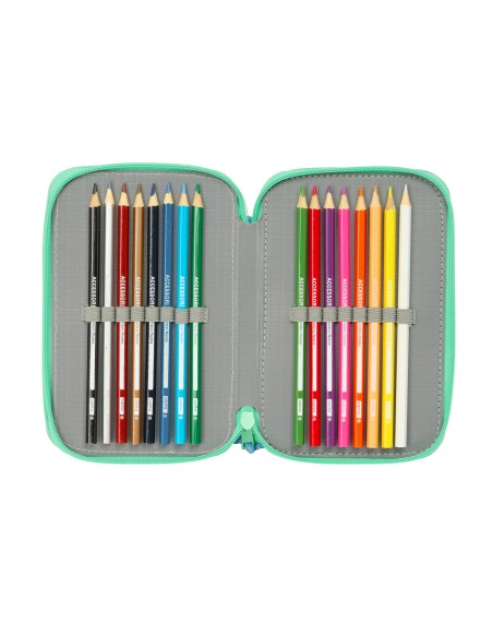 Trousse Fourre-Tout Triple Bluey Sisters Vert Eau 12,5 x 19,5 x 5,5 cm 37 Pièces