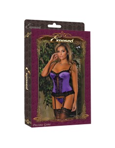 Corset Exposed Noir Lila (S)