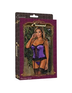 Corset Exposed Noir Lila (M)