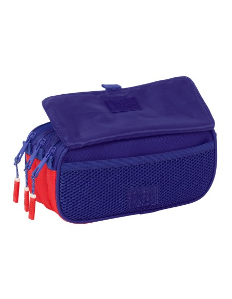 Trousse Fourre-Tout Triple Atlético Madrid Bleu Blanc Rouge 21,5 x 10 x 8 cm