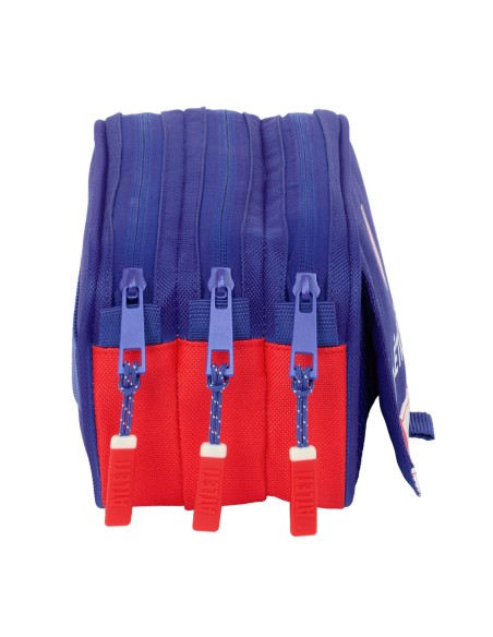 Trousse Fourre-Tout Triple Atlético Madrid Bleu Blanc Rouge 21,5 x 10 x 8 cm