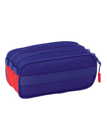 Trousse Fourre-Tout Triple Atlético Madrid Bleu Blanc Rouge 21,5 x 10 x 8 cm