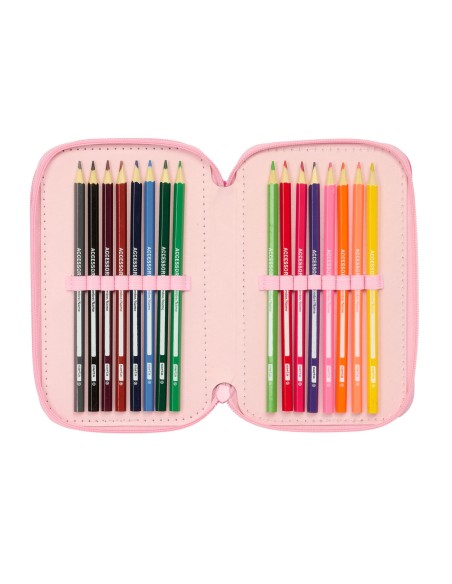 Pochette à crayons triple Lilo & Stitch Ice cream Rose 12,5 x 19,5 x 5,5 cm 37 Pièces