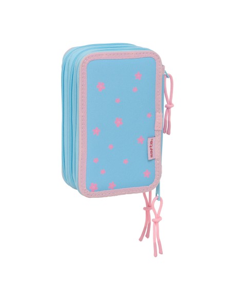 Pochette à crayons triple Lilo & Stitch Happy Bleu ciel 12,5 x 19,5 x 5,5 cm 37 Pièces