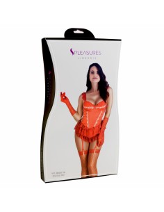 Corset S Pleasures Rouge (Taille unique)
