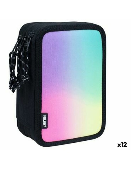 Pochette à crayons triple Milan Sunset Noir 19,5 x 13 x 7,5 cm (12 Unités)