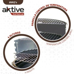 Roues de barbecue au charbon de bois Aktive Métal émaillé 51 x 82 x 51 cm Noir 2