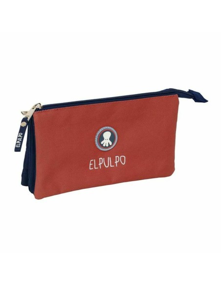 Trousse Fourre-Tout Triple El Pulpo   Rouge Blue marine 22 x 12 x 3 cm