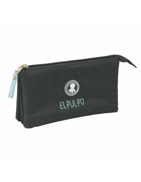 Trousse Fourre-Tout Triple El Pulpo   Gris 22 x 12 x 3 cm