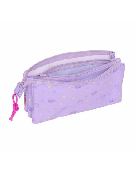 Trousse Fourre-Tout Triple Unicorn Academy Lila 22 x 12 x 3 cm