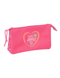 Trousse Fourre-Tout Triple Safta Feeling Rose 22 x 12 x 3 cm