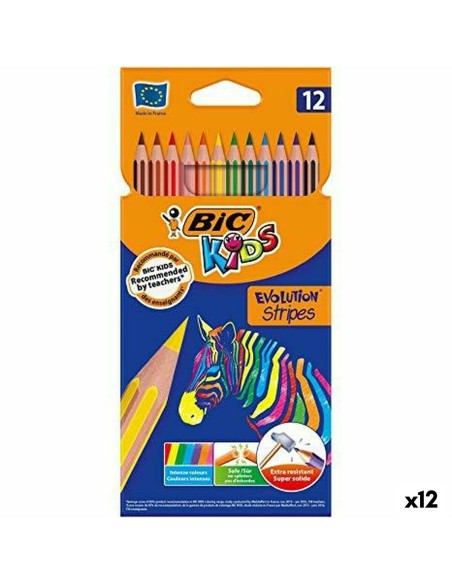 Crayons de couleur Bic KIDS EVOLUTION STRIPES Multicouleur 12 Pièces (12 Unités)