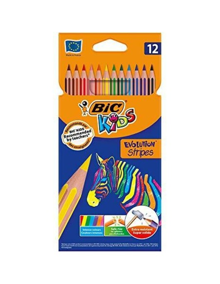 Crayons de couleur Bic KIDS EVOLUTION STRIPES Multicouleur 12 Pièces (12 Unités)