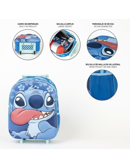 Cartable 3D avec roulettes Stitch