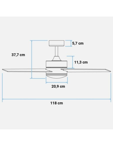 Ventilateur de Plafond Universal Blue 250-UVT1310 70 W Noir 70 W (119 cm)