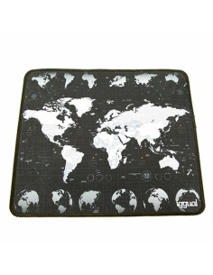 Tapis de Souris iggual IGG317310 Mappemonde Noir/Blanc