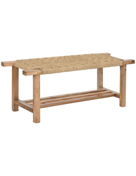 Banquette Home ESPRIT Corde Bois de manguier 127 x 41 x 47 cm
