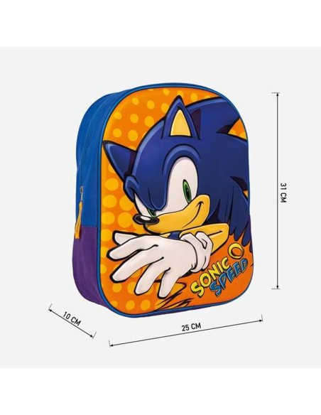 Cartable 3D Sonic Bleu 25 x 31 x 9 cm Orange