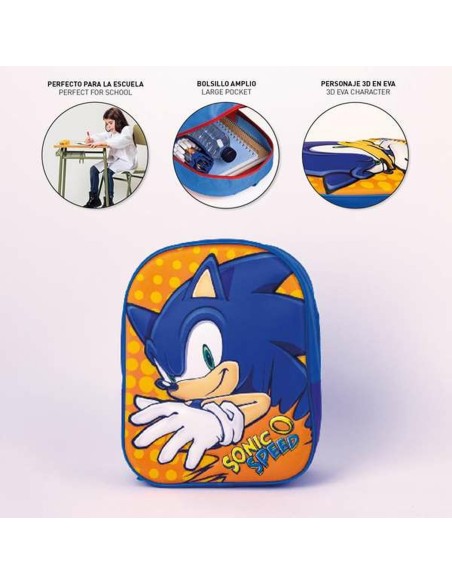 Cartable 3D Sonic Bleu 25 x 31 x 9 cm Orange