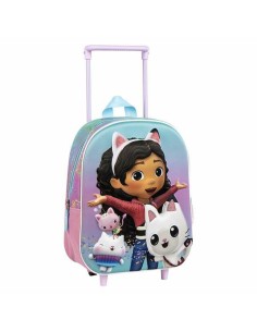 Cartable 3D avec roulettes Gabby's Dollhouse Rose 25,0 x 31,0 x 10,0 cm